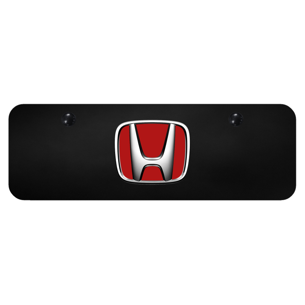 Licensed Black Mini License Plate w/Chrome/Red Logo for Honda - AUGD5920
