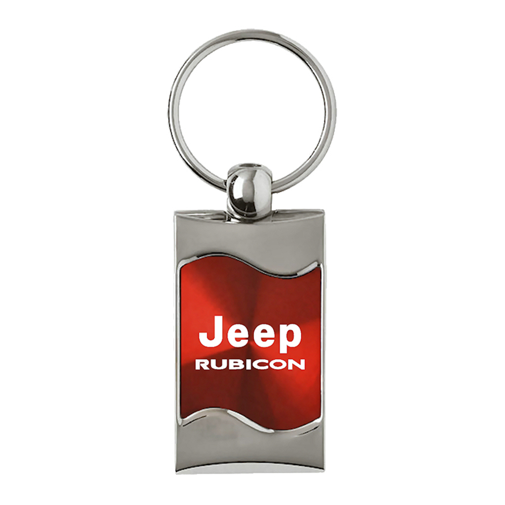 Licensed Red Rectangular Wave Keychain for Jeep Rubicon - AUGD6347