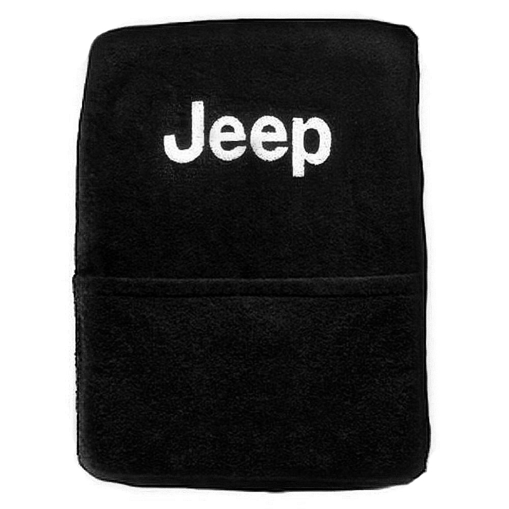 Seat Armour Black Cloth Console Cover fit for 2018-2022 Jeep JL - Jeep Logotype