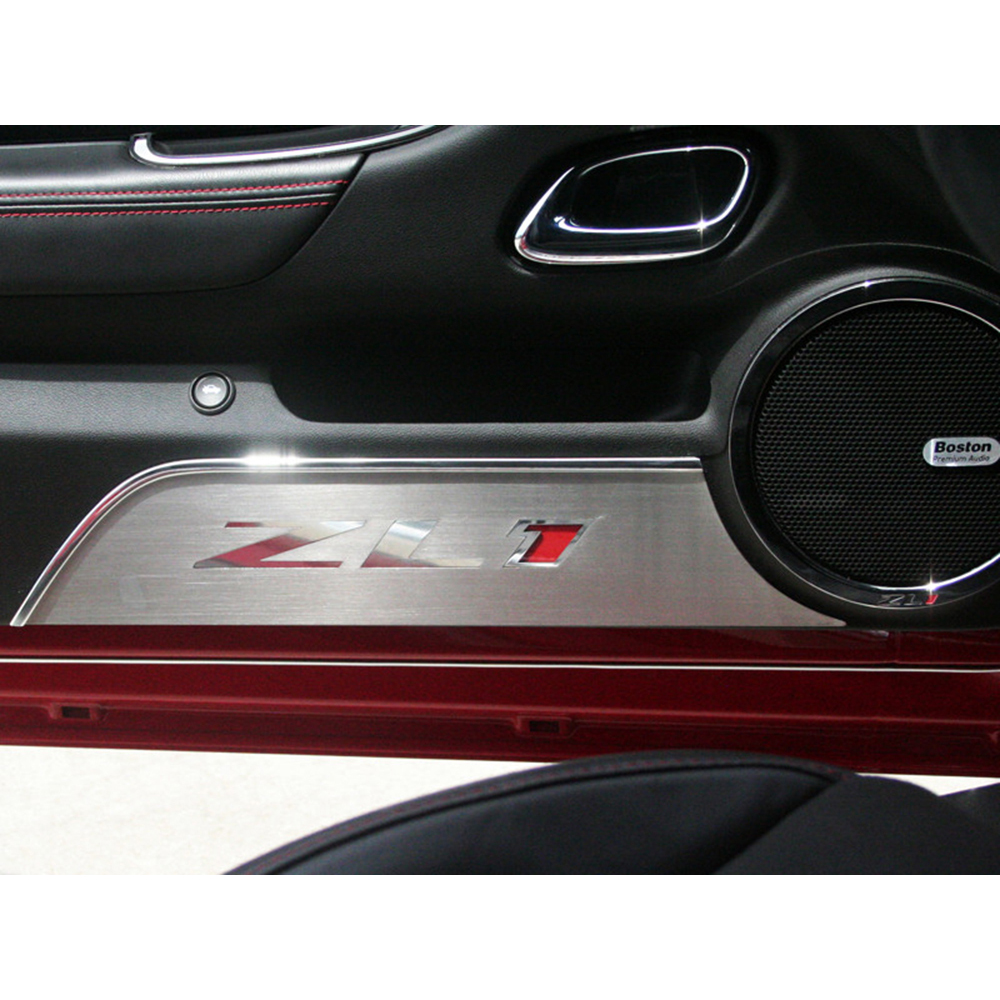 Details About Acc Door Panel Kick Plates Polished Zl1 Fits 2010 2015 Camaro Zl1 Brushed