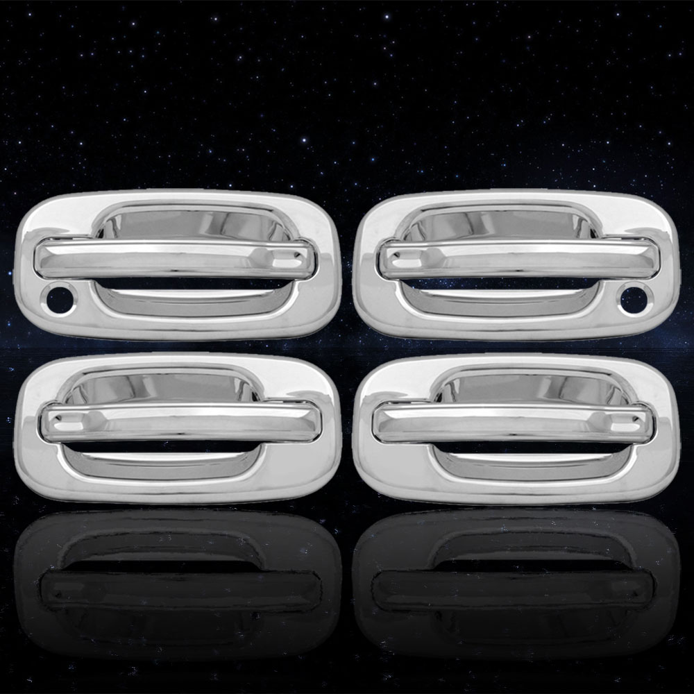 For Chevy Avalanche 2007-2013 Chrome 2 DOOR HANDLE Covers W// Passenger Keyhole