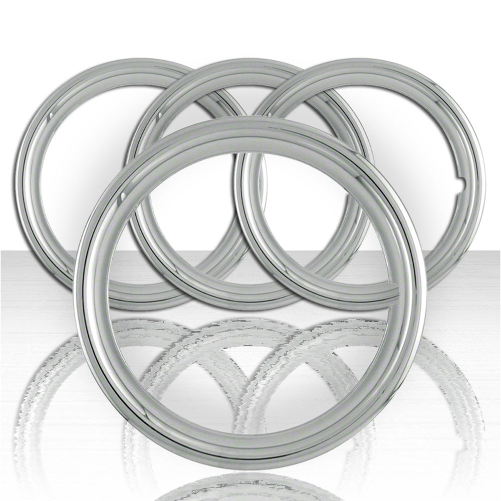Set of Four 16" Polished Stainless Steel 1 1/2" Deep Wheel Trim Rings