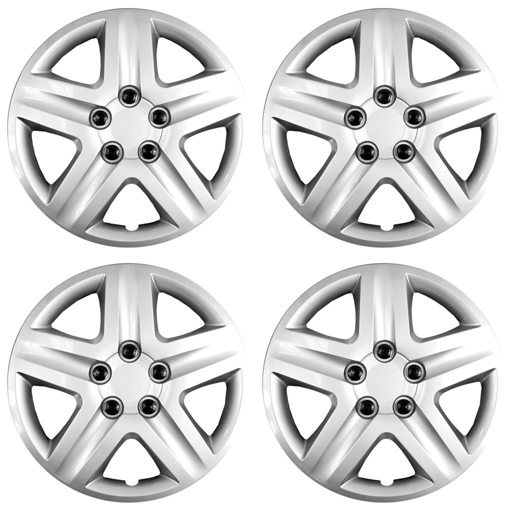 Hubcap Wheel Cover Replacement R17 Hub Caps Universal-Fit Steel Wheel Rim Cover ABS Material Exterior Accessories For Most Car Truck SUV -Set Of 4 (17-inch,Black