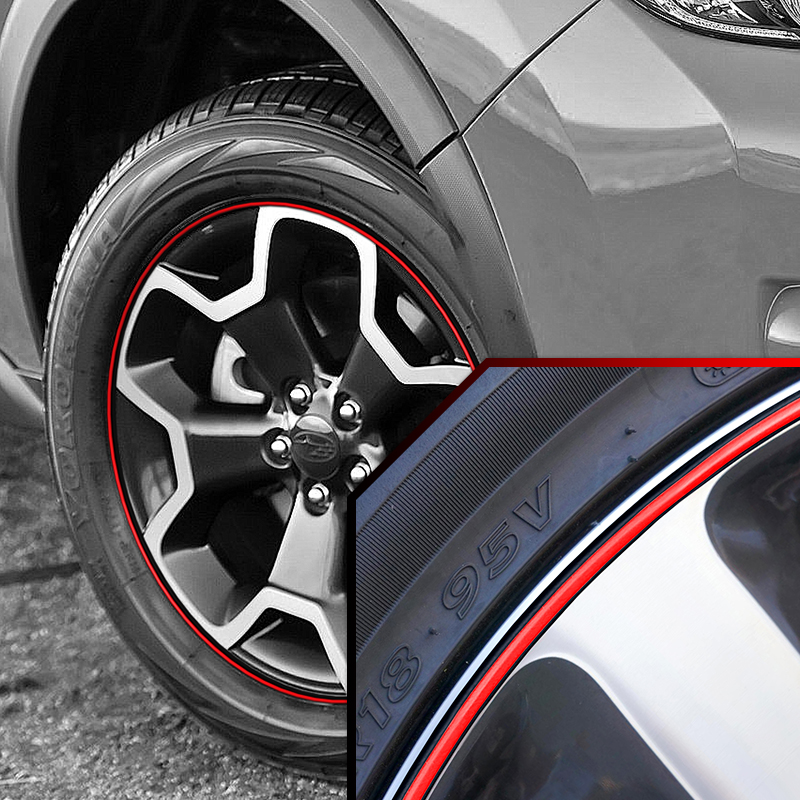 Wheel Bands Red/Black Pinstripe Rim Edge Trim For Subaru ...